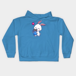 Cute Rabbit Holding Carrot Cartoon Kids Hoodie